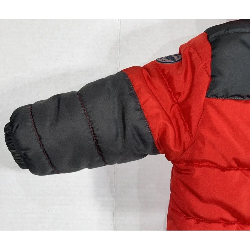 Oshkosh B'Gosh‎ Puffer Jacket 2T Red Gray Fleece Lined Jacket
